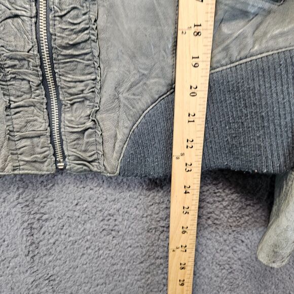 Carlopik Leather Jacket Womens Size 42 Gray Zip Up Moto Style - Picture 6 of 13
